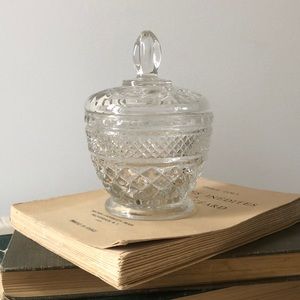 Vintage Crystal Glass Stash Jar with Lid
